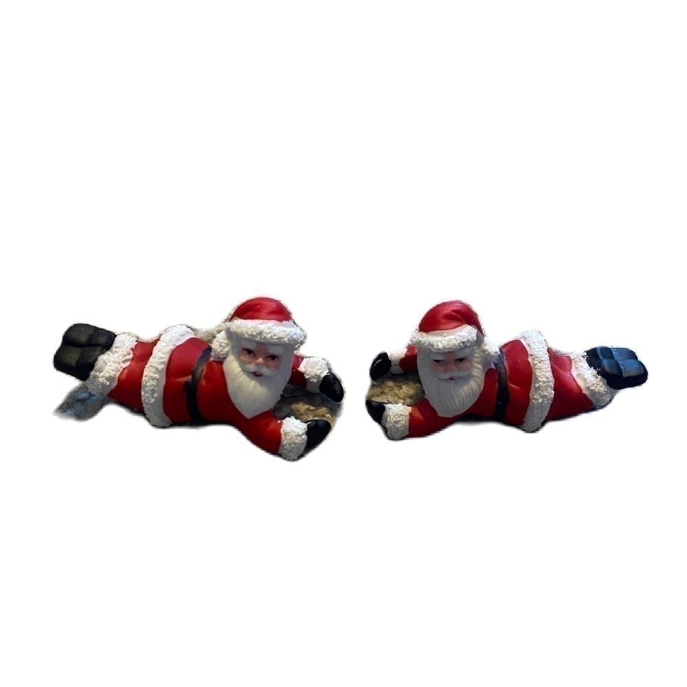 Vintage Santa Clause Ceramic Candle Stick Holder Christmas Decoration
